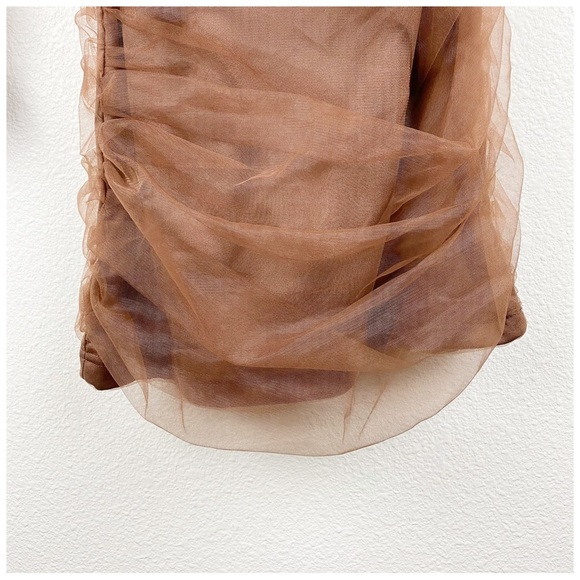 NWT Zara Blogger’s Favorite Brown Tulle One Shoulder Dress Size Small‎ - Picture 8 of 15
